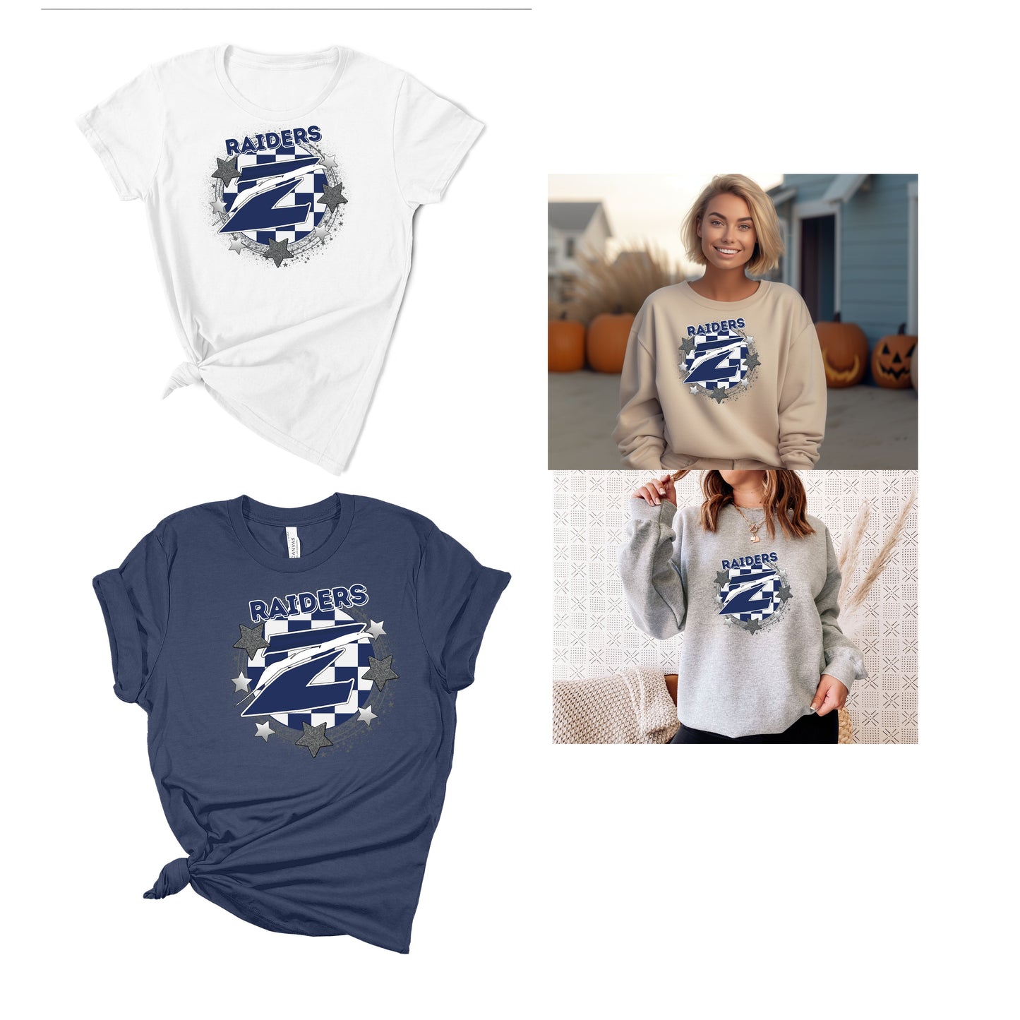 ZILWAUKEE RAIDERS CHECKERED GLITTERY STAR DESIGN