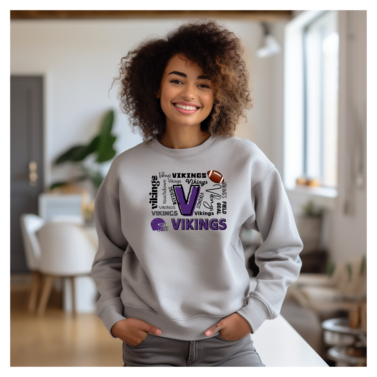 VIKINGS TYPOGRAPHY FOOTBALL SWEATSHIRT