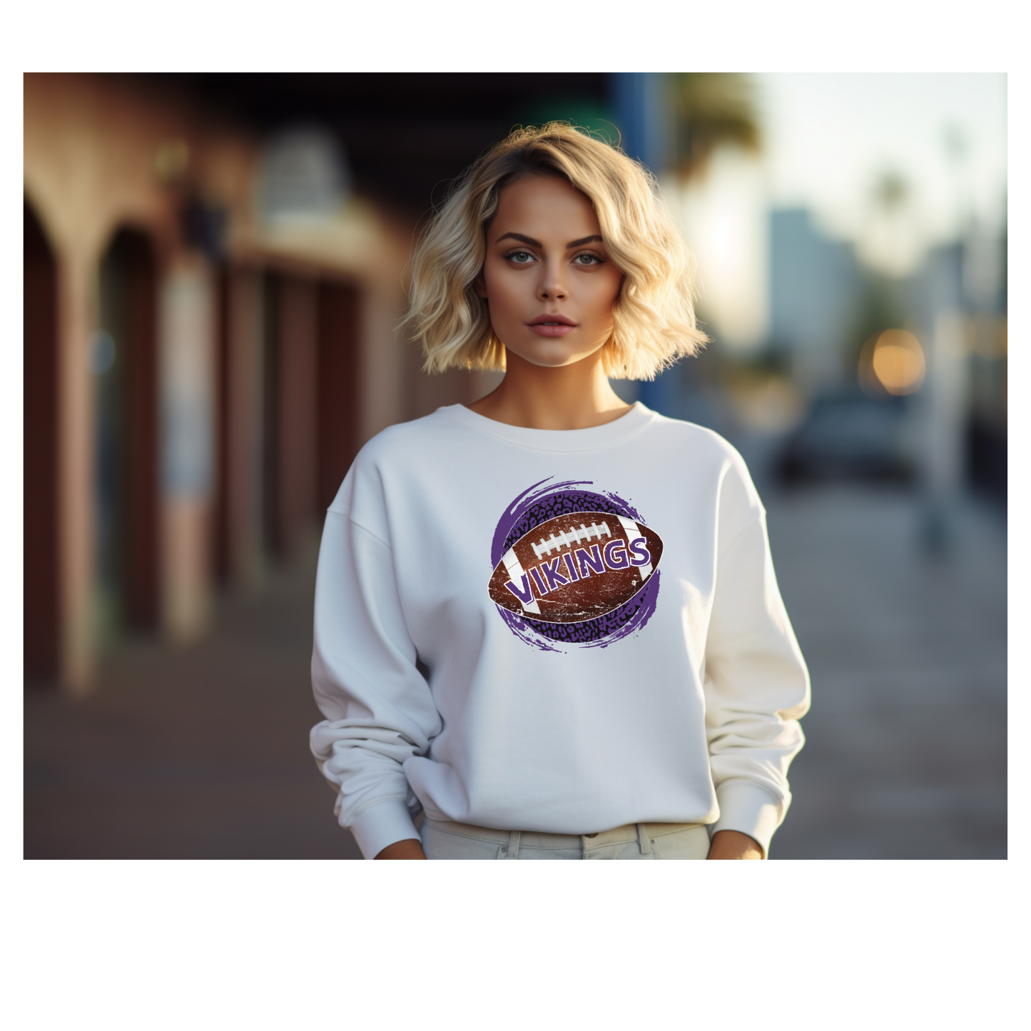 Swan Valley Purple and black Cheetah print Football Sweatshirt