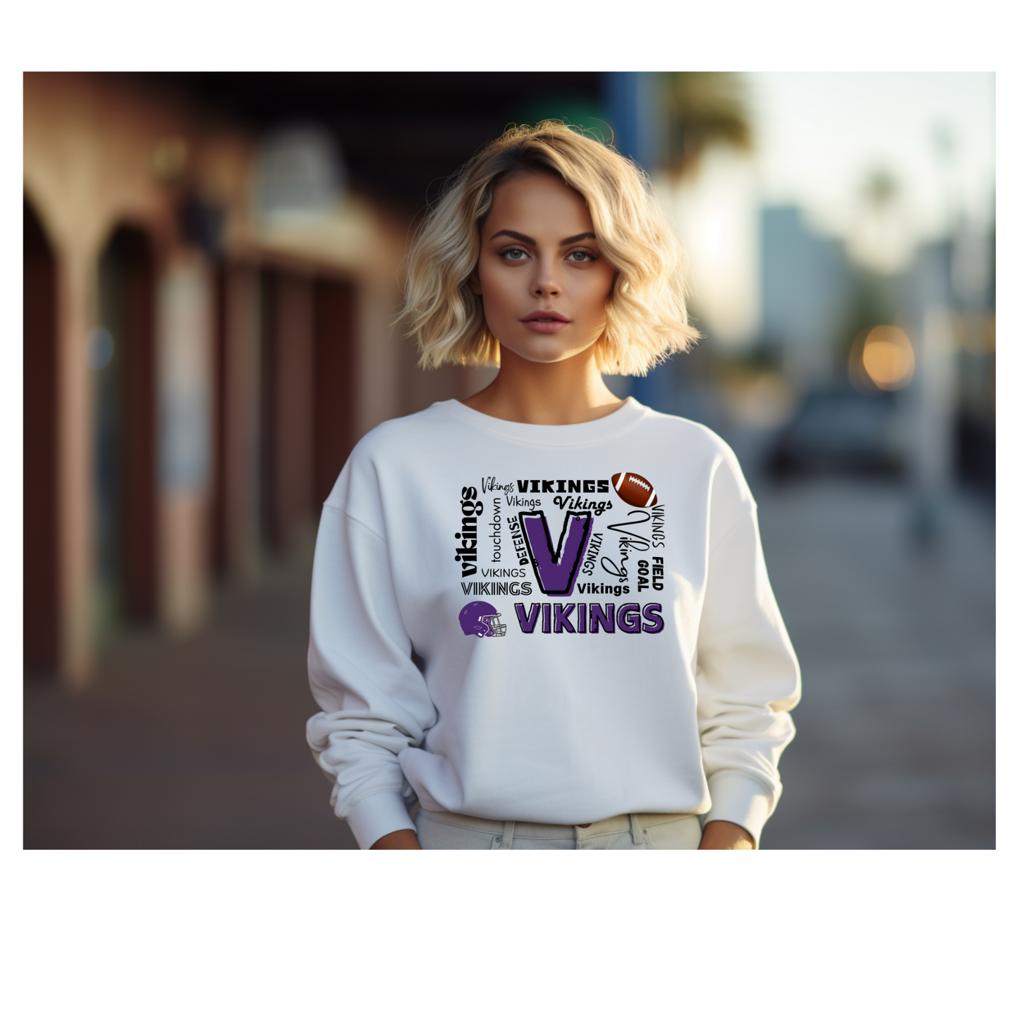 VIKINGS TYPOGRAPHY FOOTBALL SWEATSHIRT