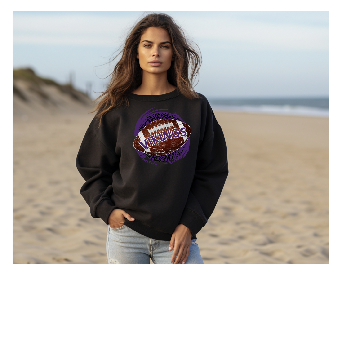 Swan Valley Purple and black Cheetah print Football Sweatshirt