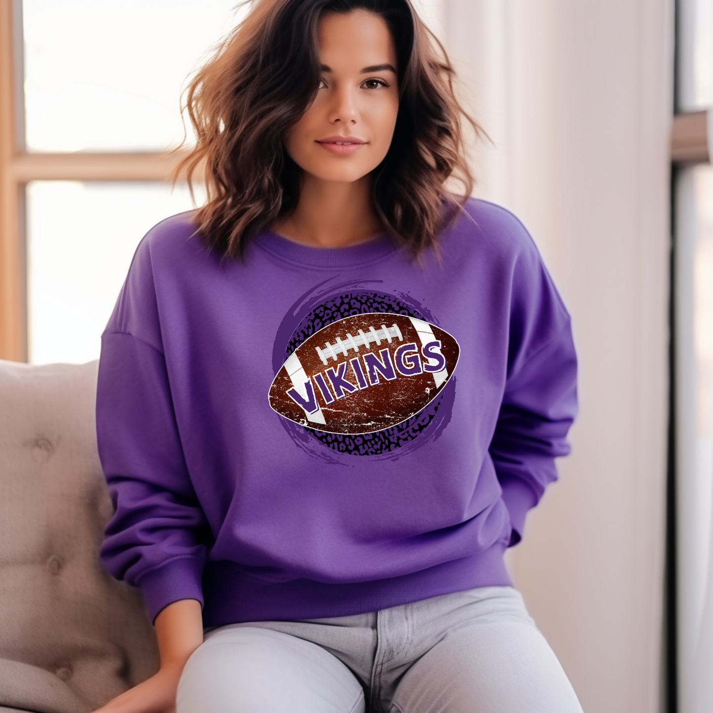 Swan Valley Purple and black Cheetah print Football Sweatshirt