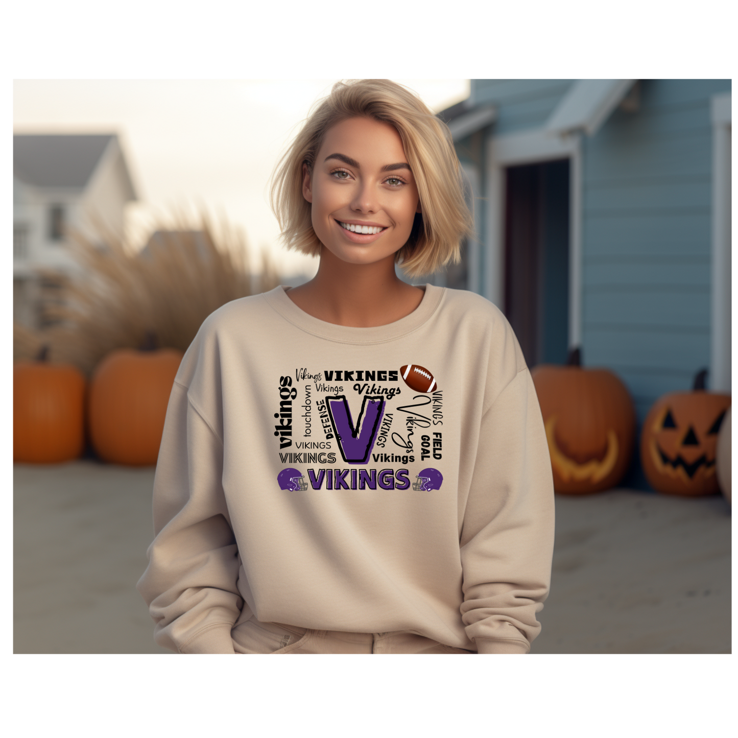 VIKINGS TYPOGRAPHY FOOTBALL SWEATSHIRT