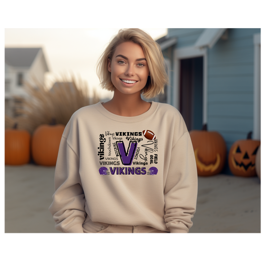 VIKINGS TYPOGRAPHY FOOTBALL SWEATSHIRT