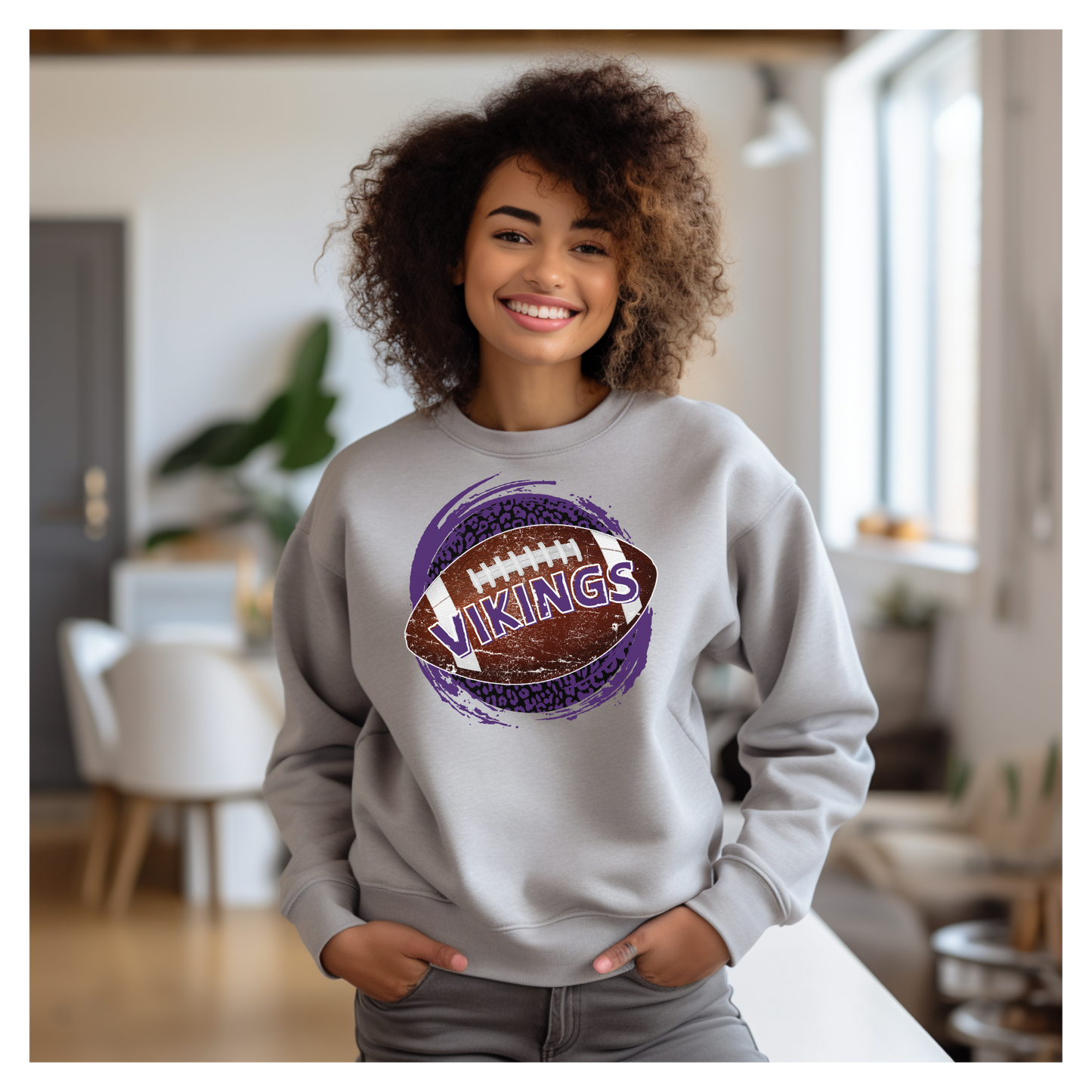 Swan Valley Purple and black Cheetah print Football Sweatshirt