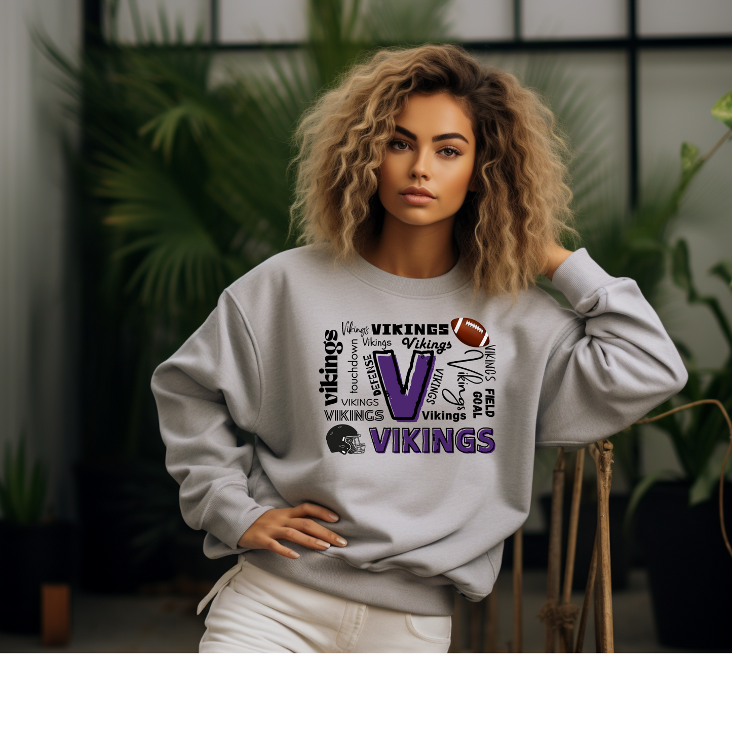 VIKINGS TYPOGRAPHY FOOTBALL SWEATSHIRT