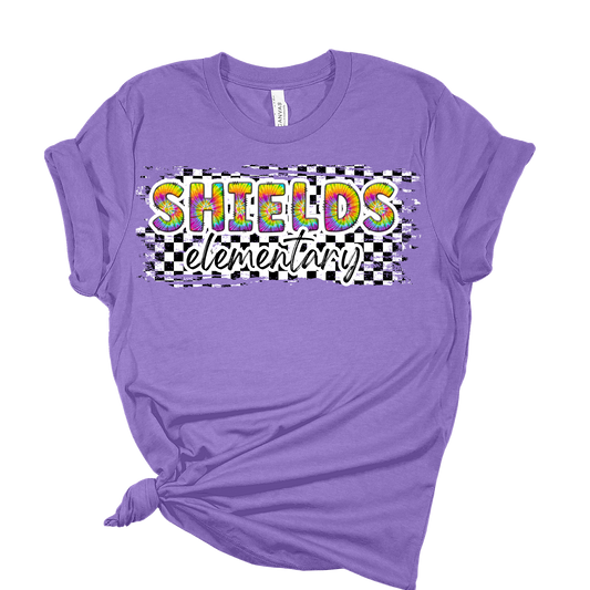 Shields Elementary Tie Dye design T-Shirt (any school can be printed like this)