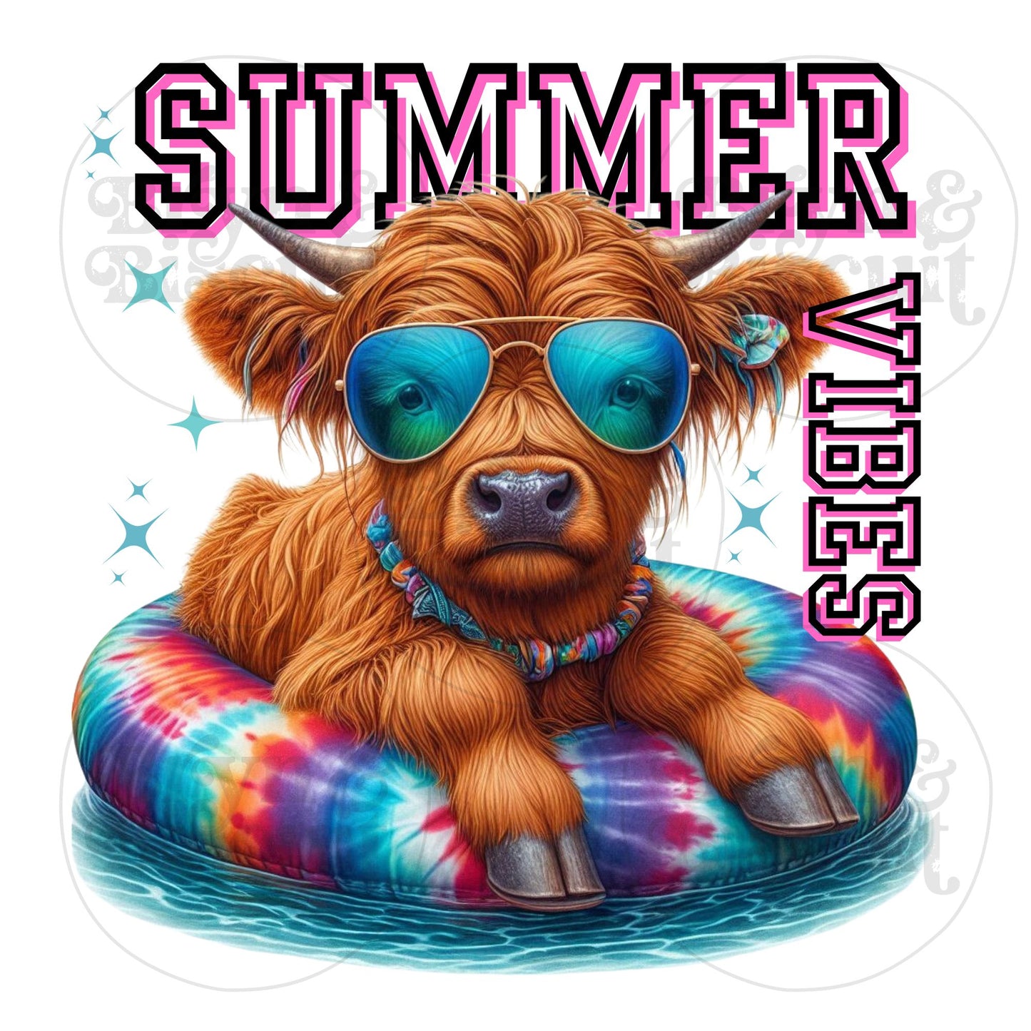 SUMMER VIBES- BABY HIGHLAND- COW- TIE DYE