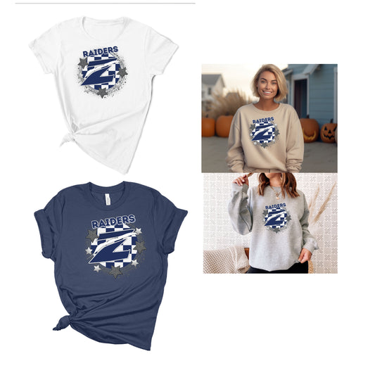 ZILWAUKEE RAIDERS CHECKERED GLITTERY STAR DESIGN