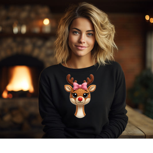 Fake Yarn stitched Reindeer Sweatshirt  CH00SE YOUR DESIGN!