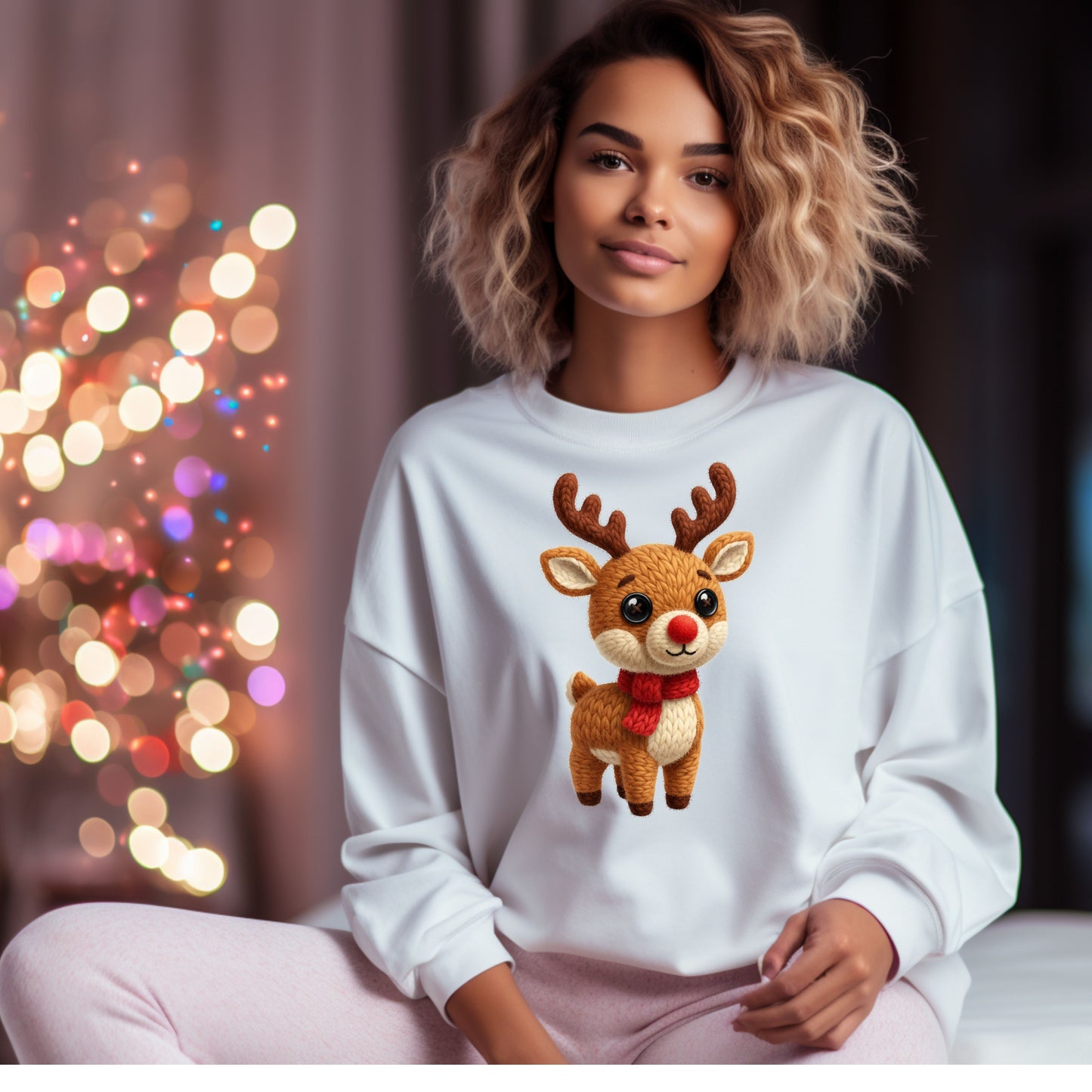 Fake Yarn stitched Reindeer Sweatshirt  CH00SE YOUR DESIGN!