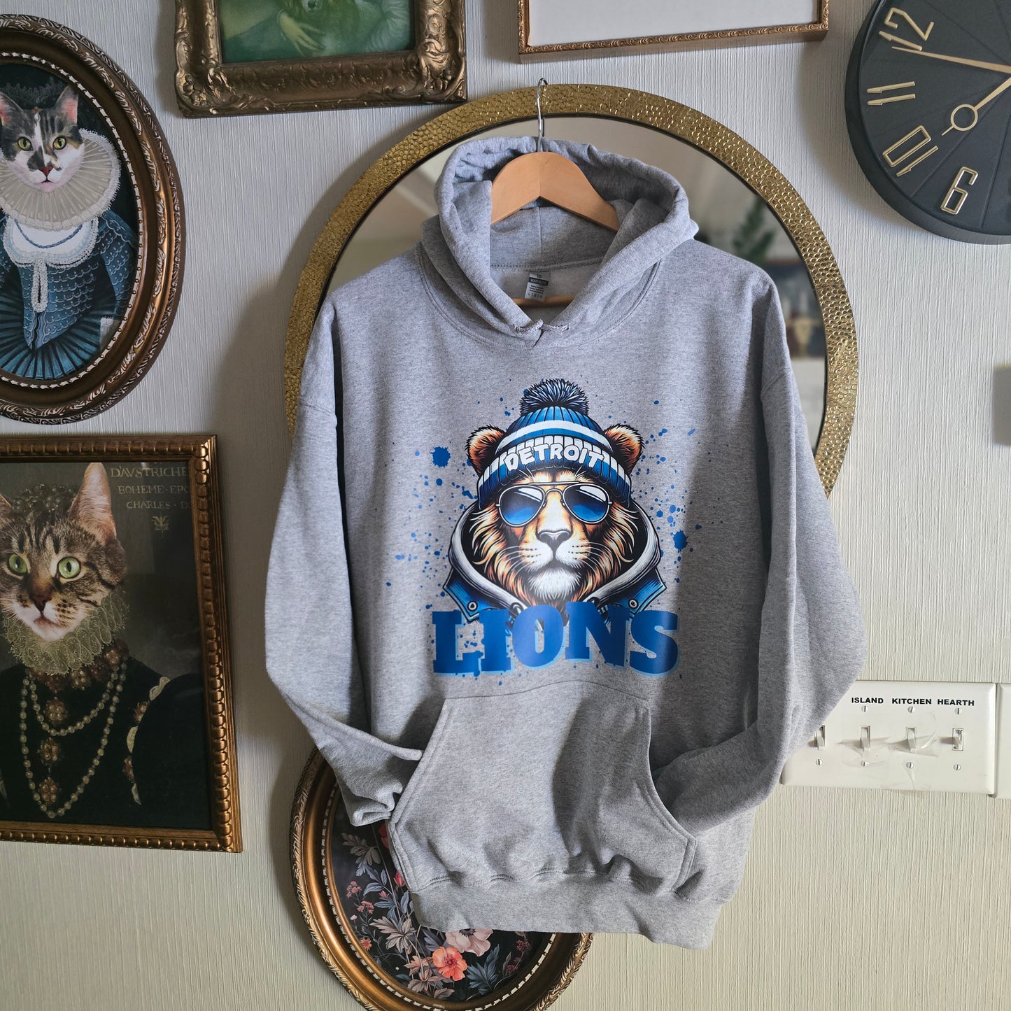LIONS WEARING WINTER HAT SWEATSHIRT